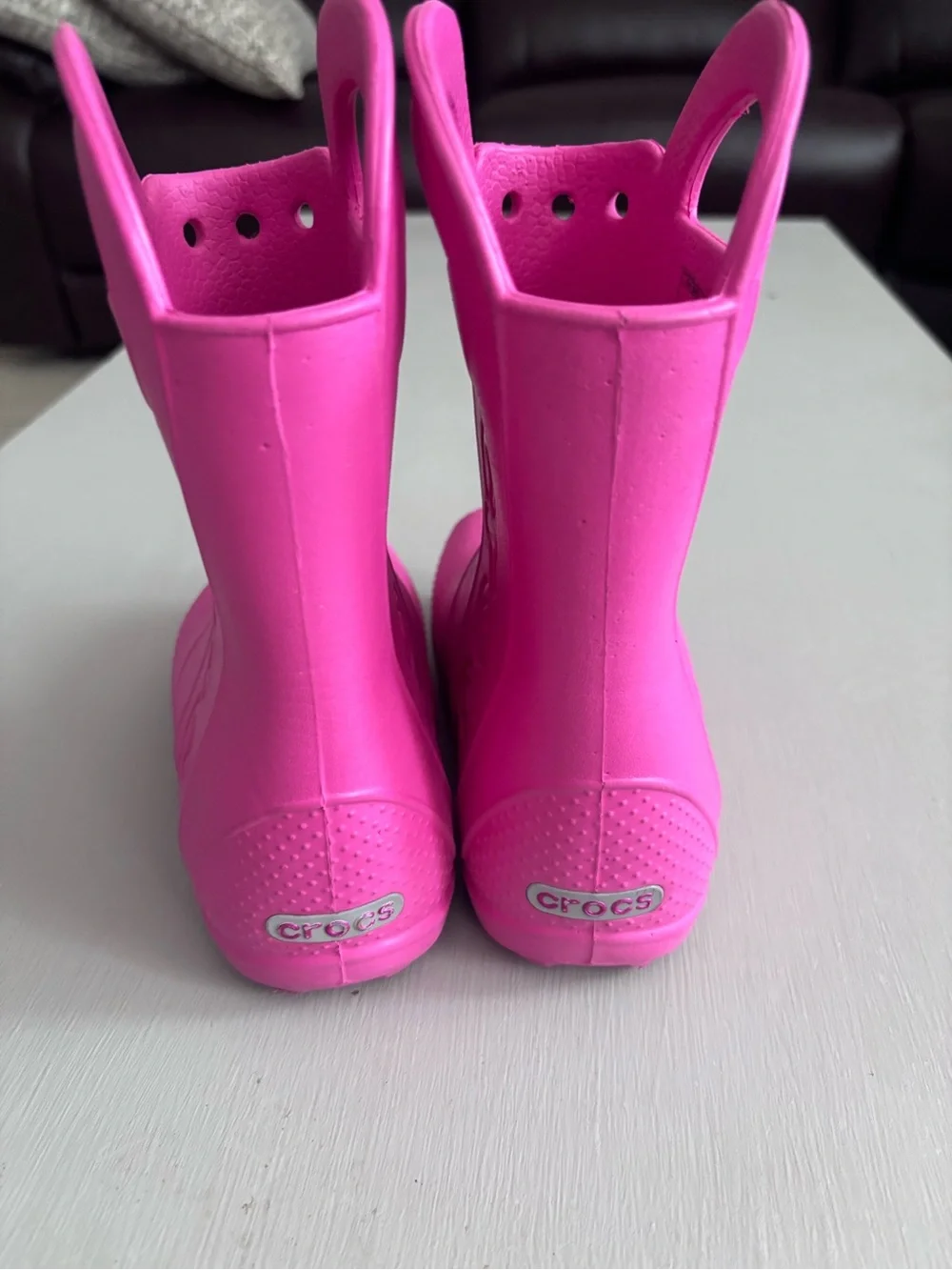 CROCS Kids Bright Pink Handle Rain & Snow Boots